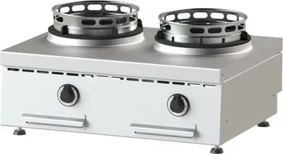 Image de Réchaud à gaz KBS pour wok, modèle de table 2 brûleurs 2X13Kw 800x600x300 mm, 2 anneaux pour wok inclus