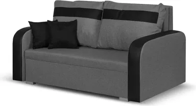 Produktbild von KomfortWelt24 2-Sitzer-Sofa mit Schlaffunktion und Bettkasten - Praktischem Schlafsofa 142x85 cm, Couch CONDI Hellgrau/Schwarz