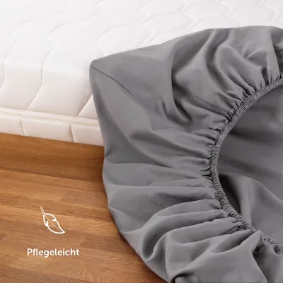 Produktbild von Blumtal Mikrofaser Spannbettlaken 120x200 cm – Atmungsaktiver Bettbezug 120x200 cm in Grau – Leintuch für ein frisches Gefühl