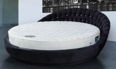 Produktbild von Casa Padrino Luxus Rundbett Schwarz Ø 240 x H. 90 cm - Rundes Doppelbett mit Glitzersteinen und Matratze - Luxus Schlafzimmer Möbel