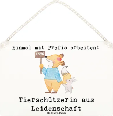 Produktbild von Mr. & Mrs. Panda Schild Tierschützerin Leidenschaft DIN A6 - Weiß - Geschenk, Wandbild Holz, holzbild, Dekobrett, Deko, Türschild