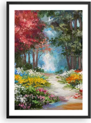 Produktbild von Gerahmtes Poster - Schwarzer Rahmen - Impressionismus Natur Wald - 50x70 cm - Wand Bild - Wanddeko - Wandbilder - Wandposter - Bilderrahmen - Bilder - Kunstdruck - Wandbild - P2BPA50x70-4271