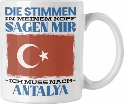 Produktbild von Trendation - Antalya Tasse Urlaub Heimat Geschenk Spruch Türkei Geschenkidee (Weiß)