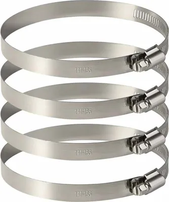 Produktbild von 4 Stück 150 mm verstellbare Schlauchschelle aus Edelstahl zur Sicherung flexibler Schläuche (141 mm – 165 mm)