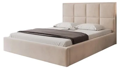 Produktbild von Polsterbett TIOLI 180x200 Creme Samtstoff mit Bettkasten & Lattenrost