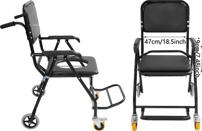 Obrázek produktu pro Invalidní vozík do sprchy, přenosný design, pohodlná podpora, černý