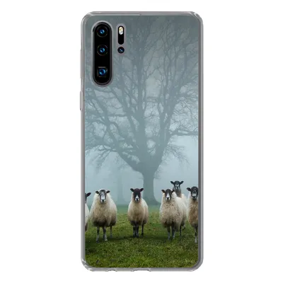 Produktbild von MuchoWow® Handyhülle Schutzhülle Hülle für Huawei P30 Pro Schaf - Baum - Nebel Silikon Softcase Handy Hülle - Schutzdeckel