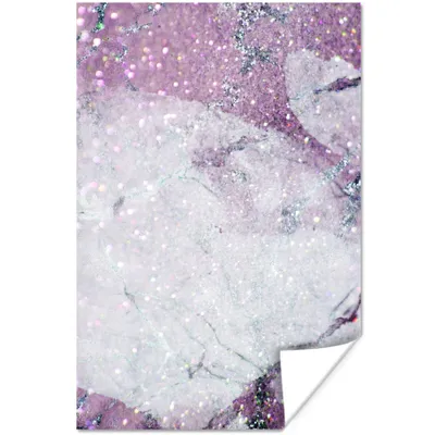 Produktbild von MuchoWow® Poster Marmor - Weiß - Lila 120x180 cm - Kunstposter