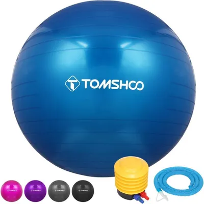 Obrázek produktu pro Gymnastický míč, antiburstový, 65 cm, modrý, s nafukovací pumpou