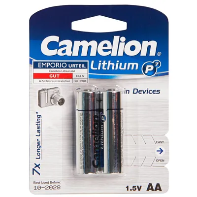 Immagine prodotto di Batterie Mignon CAMELION al litio tipo AA, 1,5V, confezione da 2