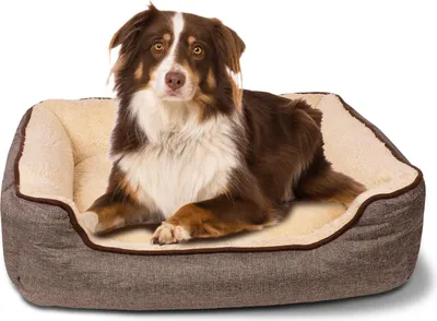 Produktbild von Hundebett    Hundesofa  Hundekorb mit Wendekissen (L) 80 x 60 cm Außenmaß, beige/braun