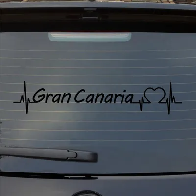 Produktbild von Heckscheibenaufkleber Gran Canaria Puls Herzschlag Auto- mit Insel Motiv 55x11 cm Schwarz Glanz Auto Aufkleber Sticker