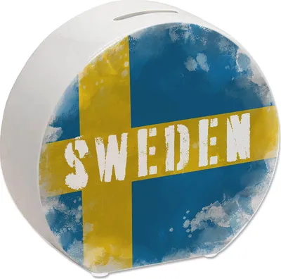 Produktbild von Spardose mit Schweden-Flagge im Used Look - Sparschwein für Urlauber