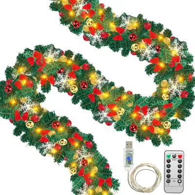 Image de Jopassy Guirlande de Noël5M USB Guirlande de sapin artificielle Guirlande d'arbre Guirlande de décoration avec télécommande pour décoration de table
