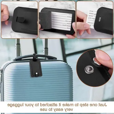 Flintronic 4 Stück Gepäckanhänger, Leder Gepäckanhänger, Koffer Namens ID-Karten Etikettenset, Leder Etiketten Reise