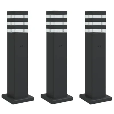Produktbild von vidaXL Wegeleuchten mit Steckdose 3 Stk. Schwarz 50 cm Aluminium