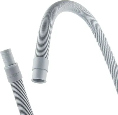 A close-up shot of a grey flexible hose extension with connectors on a white background.
