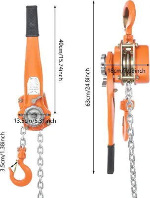 Produktbild von Handhebelzug Kettenzug - Ratschenzug 1,5 t - 1500 kg Tragkraft - 3 m Hubhöhe - aus legiertem Stahl - Orange