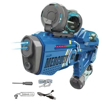 Produktbild von Elektrische Wasserpistole mit Licht für Kinder/Erwachsene, Wasserspritzpistole mit eingebautem 250ml Wassertank x 3; Reichweite 10m, Saugpistole -Blau