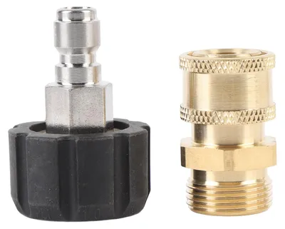 Productafbeelding van Hogedrukreinigings-snelkoppelingen, messing, 3/8 inch naar M22-aansluiting, mannelijk, vrouwelijk, adapterset, 15 mm (3/8 M22-15)