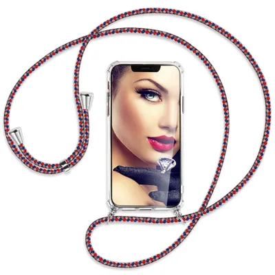Produktbild von Handykette Backcover-Schutzhülle mit Band (Metall silberfarben) für ZTE nubia Red Magic 8 Pro (6.8'') - silber/blau/rot