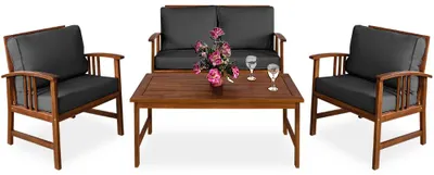 Produktbild von CASARIA® Gartenmöbel Set Atlas Holz FSC®-zertifiziert wetterfest 300kg Belastbarkeit Tisch Sessel Auflagen Garten Terrasse Möbelset Akazie Anthrazit