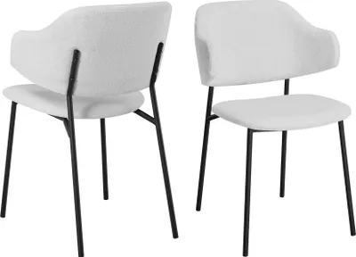 Produktbild von SalesFever Armlehnstuhl Bouclé 2er Set | Bezug Bouclé Stoff | Stuhlbeine Metall | B 54 x T 59 x H 83 cm | weiß – schwarz
