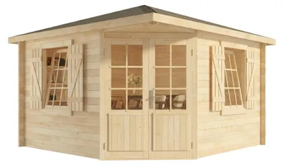 Produktbild von Alpholz 5-Eck Gartenhaus Monica Royal Gartenhaus aus Holz, Holzhaus mit 40 mm Wandstärke, Blockbohlenhaus mit Montagematerial