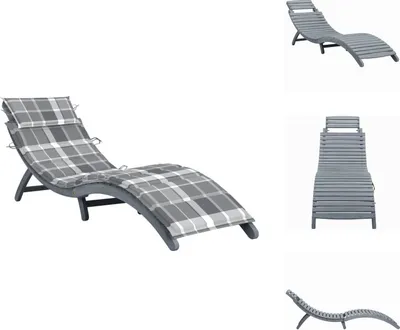 Immagine prodotto di vidaXL Lettino con cuscino grigio in legno massiccio di acacia - Lettini prendisole