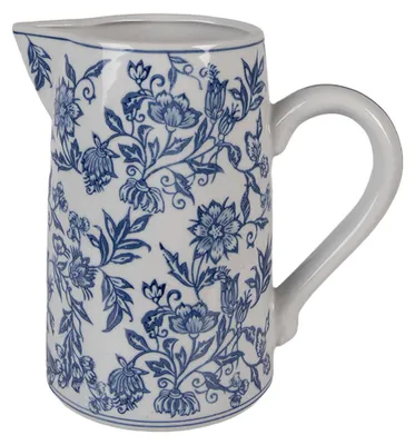 Produktbild von Clayre & Eef Dekorative Kanne 21x13x21 cm Weiß Blau Keramik