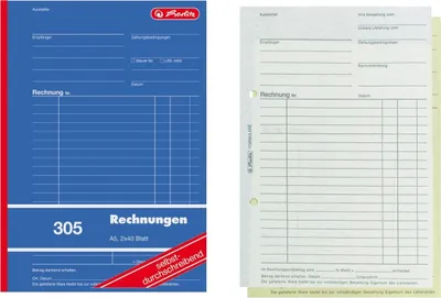 Produktbild von Formularbuch Rechnung A5 305 2x40 Blatt selbstdurchschreibend Packung mit 10 Stück