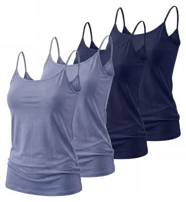 Produktbild von Trägertop 4er Set Damen Sommertop 34-42 Basic Top Spaghettiträger Stretch Top