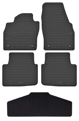 Productafbeelding van Rubberen automatten + tunnelmat voor Skoda Kamiq vanaf 2018 (crossover) – 5-delig, zwart, op maat – Wielganizator SolidTread