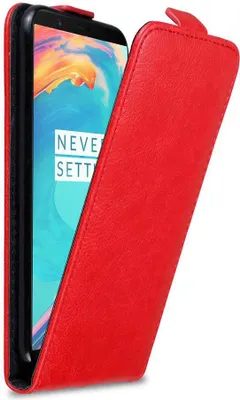 Produktbild von Cadorabo Hülle für OnePlus 5T Schutz Hülle in Rot Flip Etui Handyhülle Case Cover