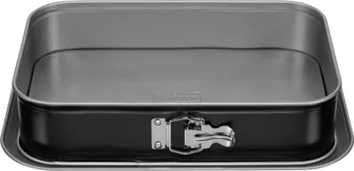 A rectangular springform pan with a removable bottom and a clip closure on the side.