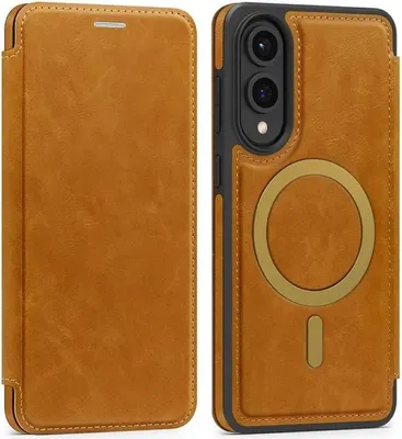 Obrázok produktu pre Puzdro MagSafe pre Samsung Galaxy S25 Edge - Peňaženkové puzdro Phonesta Luxury Leather - Svetlohnedá