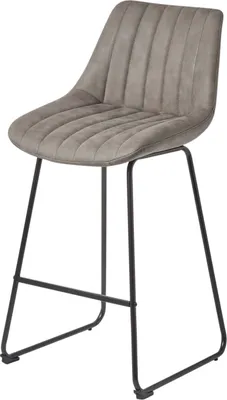 Produktbild von HOMESCAPES Barstuhl „Ascot“ Barhocker Kunstleder Tresenstuhl mit Rückenlehne 97cm hoch - grau