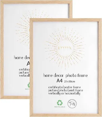 Obrázek produktu pro Sada rámečků na fotografie formátu DIN A4 – dřevěný rám a akrylové sklo