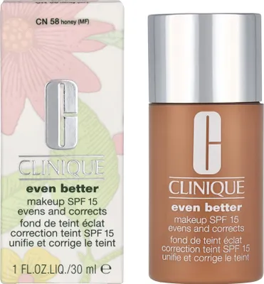 Produktbild von Clinique Even Better Broad Spectrum SPF 15, Flasche, Flüssigkeit, Aufhellend, Feuchtigkeitsspendend, Schutz, Glättend, Kühl, CN 58, Honey