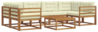 Produktbild von vidaXL Outdoor-Sofagarnitur 7 pcs Natur und Creme