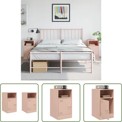Produktbild von The Living Store Nachttische 2 Stk. Rosa 34,5x39x62 cm Stahl