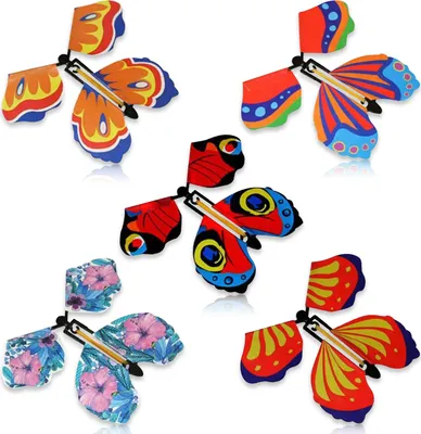 Produktbild von Magischer fliegender Schmetterling, 10 Stück Uhrwerk-Schmetterlingskarte, mit Gummiband betriebenes Schmetterlings-Magiefeen-Flugspielzeug für Geburtstagsgeschenke, Dekoration für farbenfrohe Lesezeichen-Grüße (zufällige Farbe)