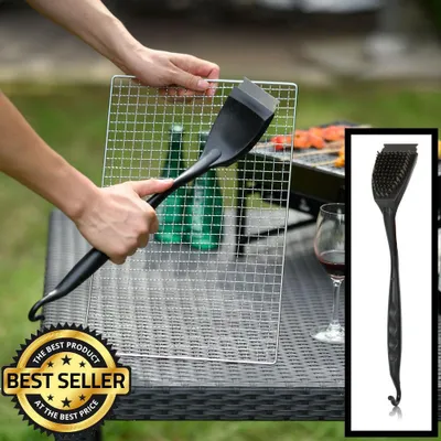 Productafbeelding van 2-in-1 PRO BBQ Borstel met Schraper en Handvat voor reininging van Barbecue of Grill - Bbq Schoonmaakborstel - Bbq reinigen - Barbecueborstels -