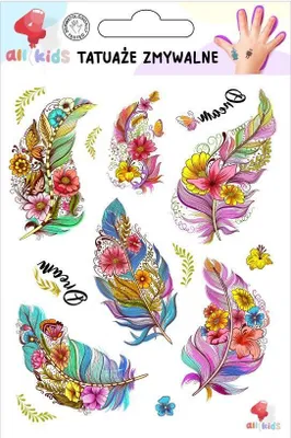 Image de Tatouages lavables pour enfants Plumes et fleurs