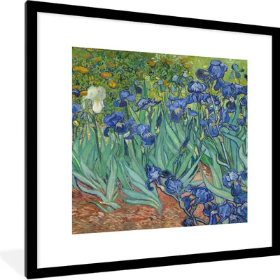 Produktbild von MuchoWow® Gerahmtes Poster Die Schwertlilien - Gemälde von Vincent van Gogh 40x40 cm - Poster mit Schwarzem Bilderrahmen Wandposter Rahmen Foto Bilder - Poster - Plakat im Rahmen