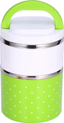 Produktbild von 2-lagige, isolierte Thermo-Lunchbox aus Edelstahl, grün