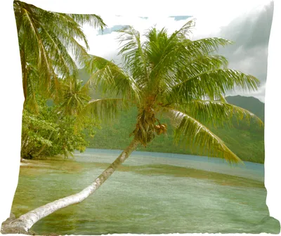 Produktbild von MuchoWow® Zierkissen Sofakissen Wohnzimmer Dekokissen 45x45 cm Palmen am Strand von Mo'orea - Schlafpolster - Polster für das Sofa