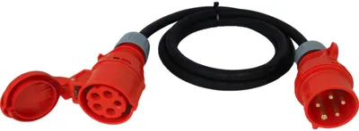 Immagine prodotto di Prolunga NWP CEE 2m 400V 16A, nero, IP44 5x2,5 mm² H07RN-F - cavo flessibile in gomma, cavo di prolunga per cantieri, industria, aree esterne