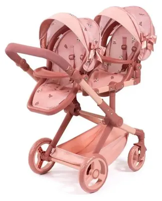 Produktbild von Bayer Design 26726AA Zwillingspuppenwagen Twin XEO mit Tasche und Sonnendach, höhenverstellbarer Griff, Schwenkschieber, integrierter Korb