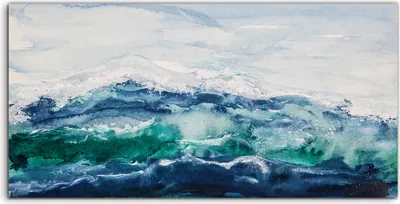 Produktbild von Coloray Acrylbild 120x60  Wandbild Acrylbilder Foto groß Meereswellen Aquarellfarbe
